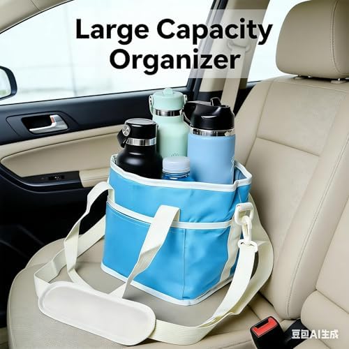 Family Size 4 Compartment Insulated Drink Carrier Bag Reusable 4 Cup Tumbler Caddy with Adjustable Strap Divider Multi Water Bottle Holder for Hiking Daily Delivery Hot Cold Beverages (Purple) — view 6
