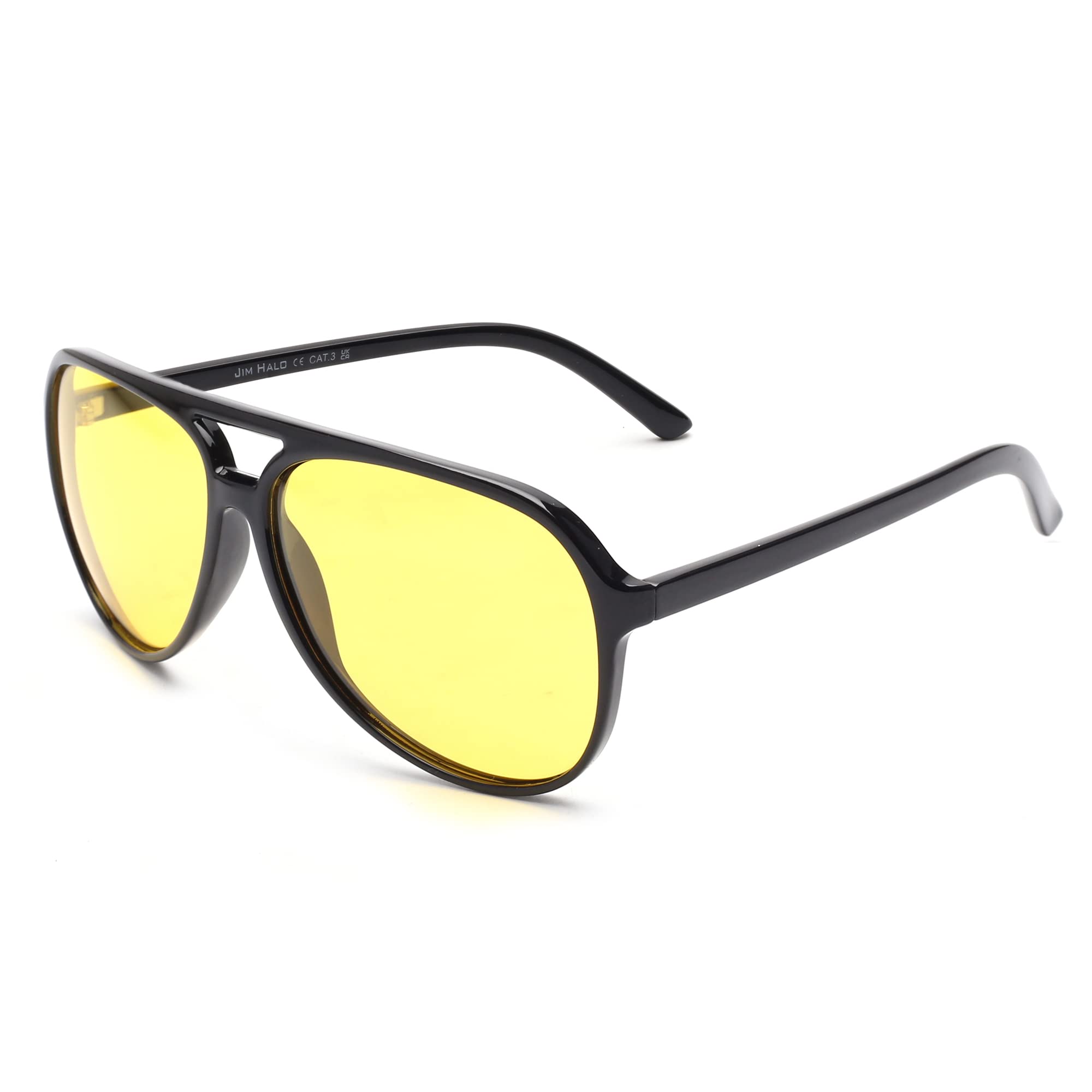 JIM HALO Polarized Aviator Sunglasses Men Women Oversize Plastic Night Driving Glasses Black