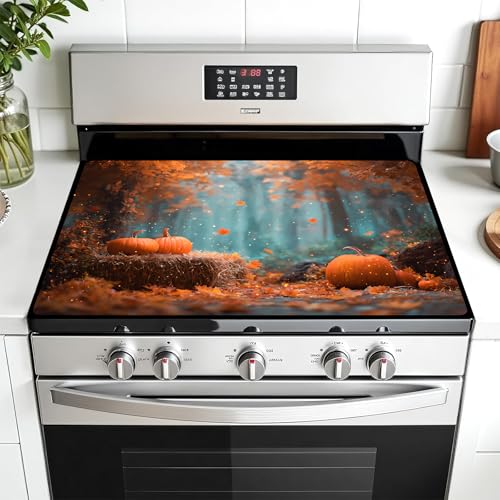 Image of Multi-Design Stove Cover for Glass /Electric Stoves - 3-in-1 Heat-Resistant Protector Mat, Non-Slip Drying Rack 28 inchx20 inch