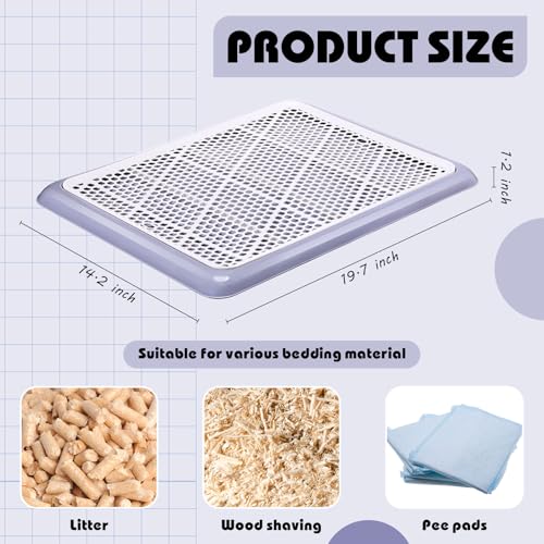 Image of Mifoci 2 Pcs Dog Potty Tray Mesh Puppy Training Pad Holder Floor Protection Portable Pee Pad Pet Toilet Training Tray Litter Box Corner for Medium and Large Dogs (19.7 x 14.2 Inch,Gray)