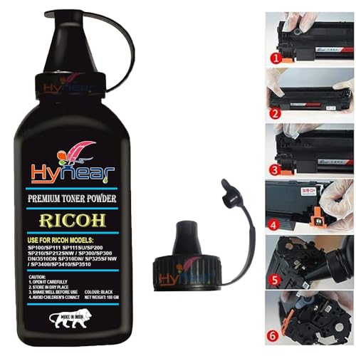 Image of Ultra Dark Black Toner Powder Compatible for Ricoh SP100 /SP111 /SP111SU /SP200 /SP210 /SP212snw / SP300 /SP300DN /3510DN /SP310DN / SP325sfnw /SP3400 /SP3410 /SP3510 Cartridge (100Gram X 4Bottle)
