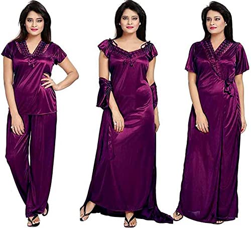 Women 4 Pcs set of Nighty contains 1 Top, 1 Lower, 1 Nighty and 1 Robe-image-15