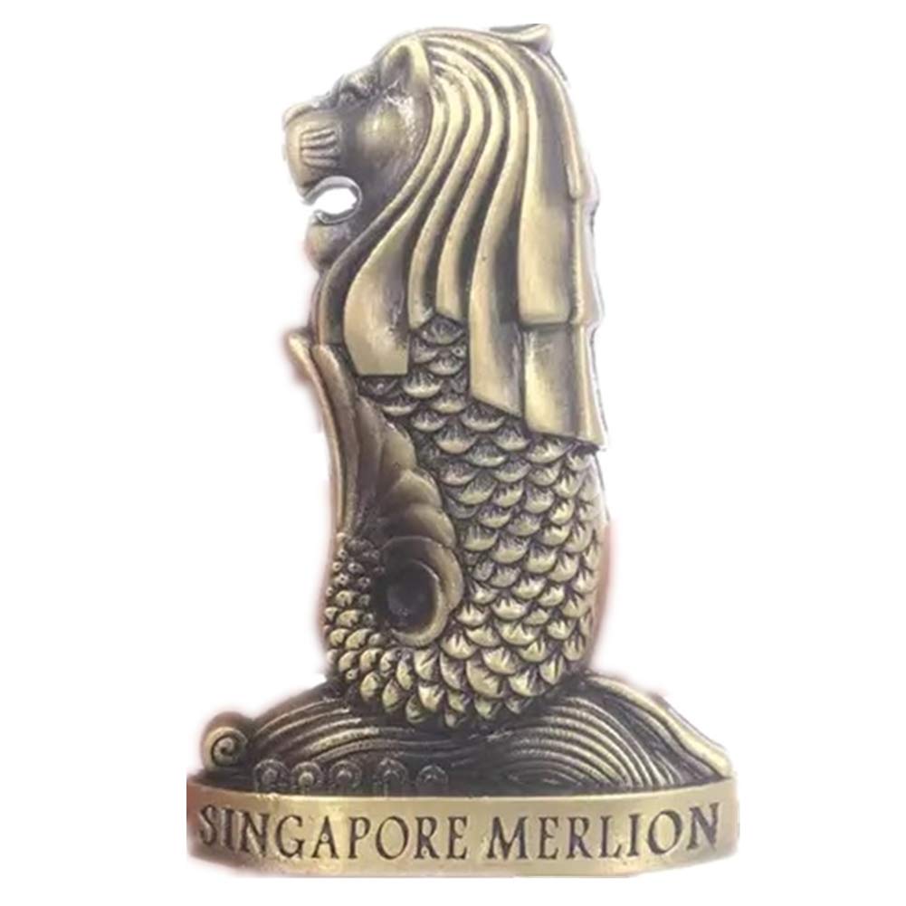 Merlion Singapore Fridge Magnet World City 3D Metal Strong Souvenir Tourist Gift Chinese Magnet Hand Made Craft Creative Home and Kitchen Decoration Magnetic Sticker (Singapore)