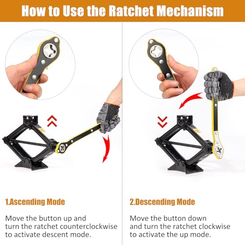 Image of Car Jack Kit 2 Ton (4,409 lbs) Portable Scissor Jack for Car, Tire Jack Changing Kit with Lug Wrench, Black