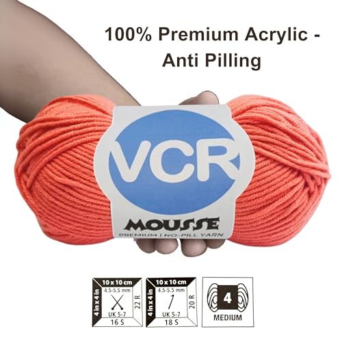 Image of VCR 4ply Just Peach Yarn, 100 Grams Hank, 190 Meters Length, Acrylic Ball for Crochet and Knitting, Soft Crosia Threads, Pack of 1 Yarn, Suitable for DIY Crafts
