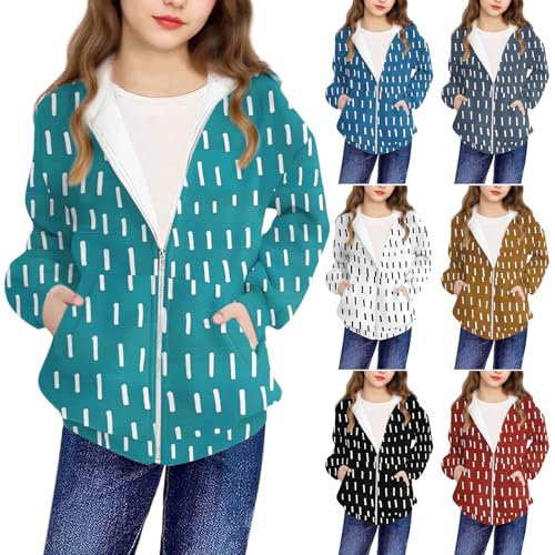 Boys and Girls Sweatshirt Jacket Fashion Print Long Sleeve Warm Coat Full Zip Up Comfy Kids Outwear 4-12 Years