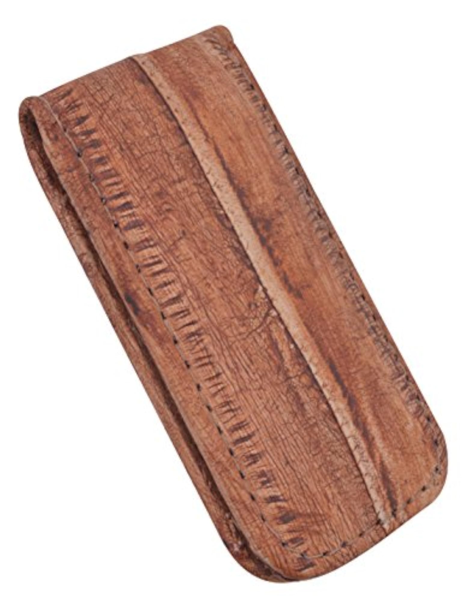 Eel Skin Leather Magnetic Money Clip, Waterproof Brown