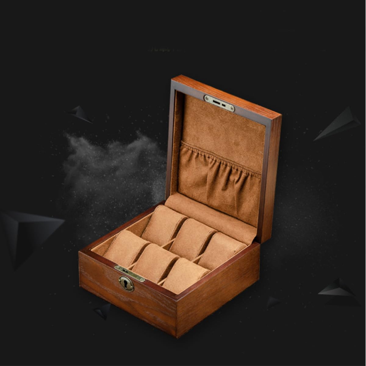PATKAW Boîte à Montres Bois avec Serrure Compartiments Étui de Rangement Élégant pour Montres Coffret Exposition pour Domicile et Boutique Couleur Marron