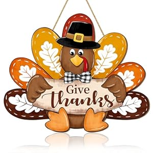 Thanksgiving Turkey Door Sign Decor, Give Thanks Wooden Wreath for Front Door Hanger, Yard Farmhouse Home Gobble Sign, Thankful Wreath Rustic Autumn Harvest Thanksgiving Party Decor Thanksgiving Turkey Door Sign Decor Give Thanks Wooden Wreath for Front Door Hanger Yard Farmhouse Home Gobble Sign Thankful Wreath Rustic Autumn Harvest Thanksgiving Party Decor