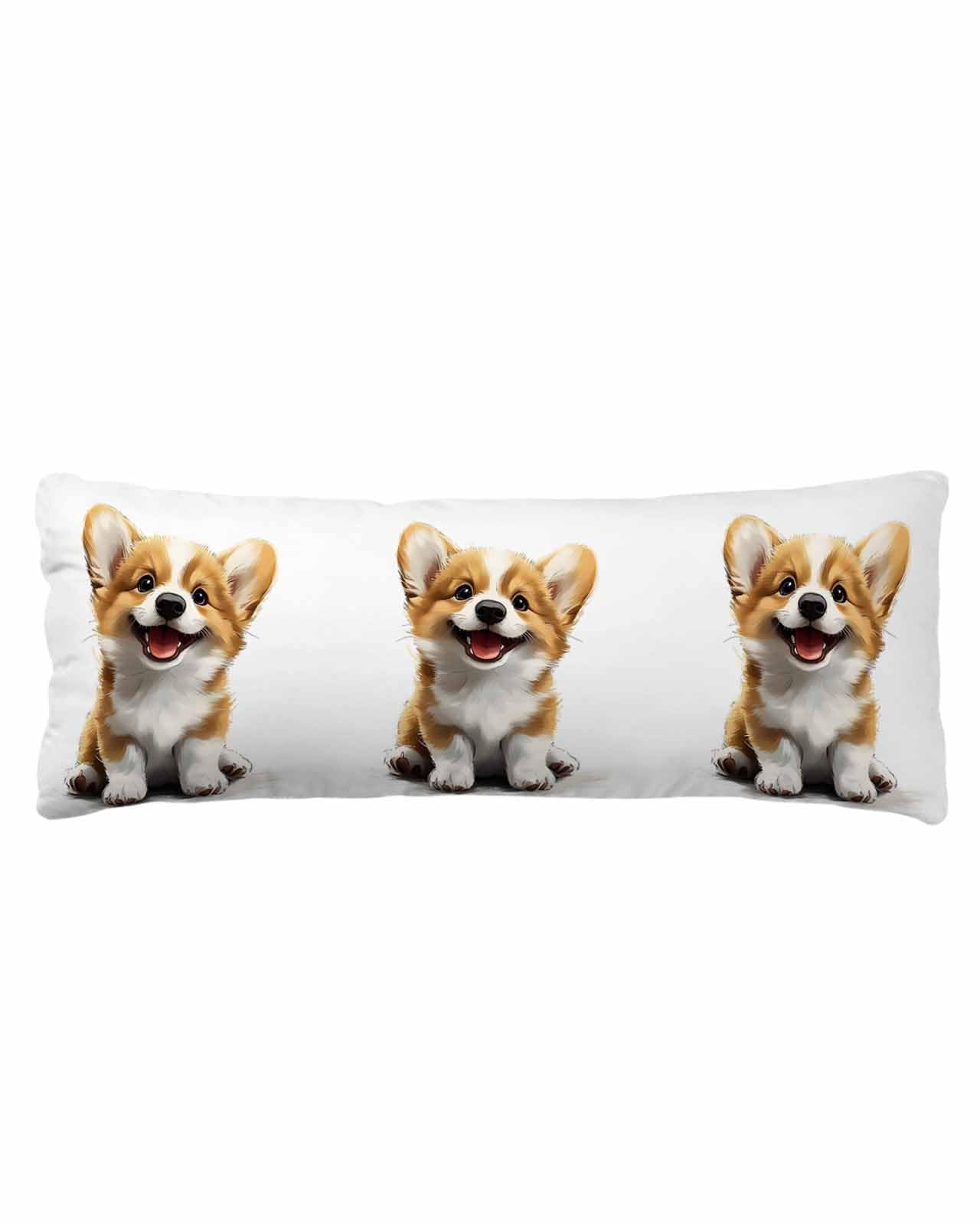 Pillowcase 20x60 Inch - Body Cute Cartoon Style Puppy Soft Brushed Microfiber Pillow Covers with Hidden Zipper Closure Bed Pillow Shams for Bedroom Sofa Car, 1pcs