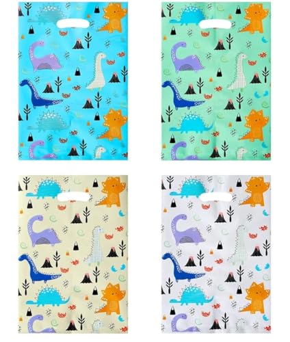 Image of VRB Dec 48pcs Foil Guddy bags, return gift bags for kids birthday, Happy Birthday Party Return Gift Bags For Boys and Girls, Colorful Gift Bags (48pcs Dinasour Theme Design)