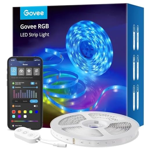 Govee Striscia LED 5 Metri, Smart WiFi Striscia LED RGB, Compatibile con Alexa e Google Assistant, Controllo dell'APP, Modalità Musica, Multicolore Luci LED Camera da letto, Bar, Festa, 24V