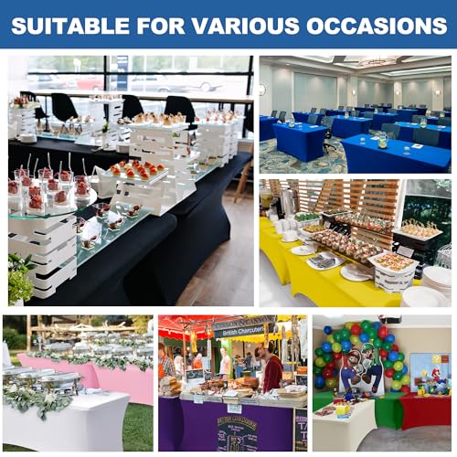 Table Cloths for 6 Foot Rectangle Tables-8 Pack Black Fitted Stretch Table Cover-Spandex Elastic 6ft Folding Tablecloth for Party Vendor Booth Display Banquet Buffet Event Craft Trade Show - Image 6