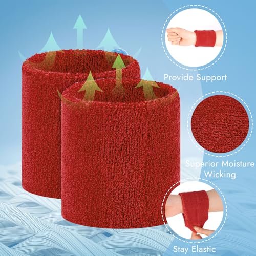 Image of 8 Pack Wrist Sweat Bands for Men Women, Absorbent Sports Wristband