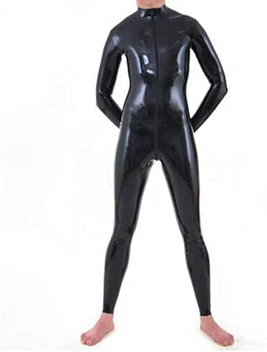 Amazon.co.jp: メンズラテックスキャットスーツフロントジッパー
