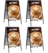 Noliven 4 Pcs Heavy Duty A-Frame Sidewalk Sign, 24 x 36 Inch Double Sided Folding Sandwich Board,...