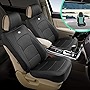 FH Group Car Seat Covers Ultra Comfort Highest Grade Faux Leather Car Seat Cushion Pad Seat Covers, Front Set – Universal Fit for Cars Trucks & SUVs (Solid Black) PU205102
