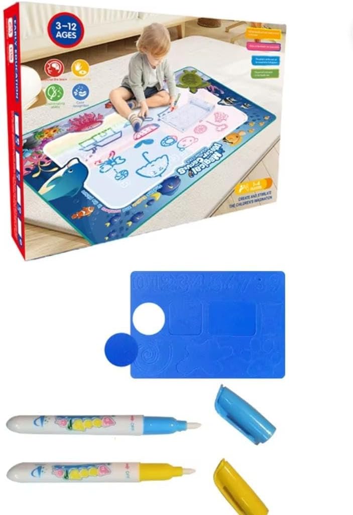 Magic Water Mat 39.4"x31.5" with 2 Pens and 2 Molds for Kids 3-12 Years