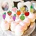Ercadio 24 Pack Fruit Theme Cupcake Toppers Glitter Apple Orange Peach Strawberry Banana Cupcake Picks Hawaii Fuit Cupcake Decor for Birthday Party Decoration Supplies