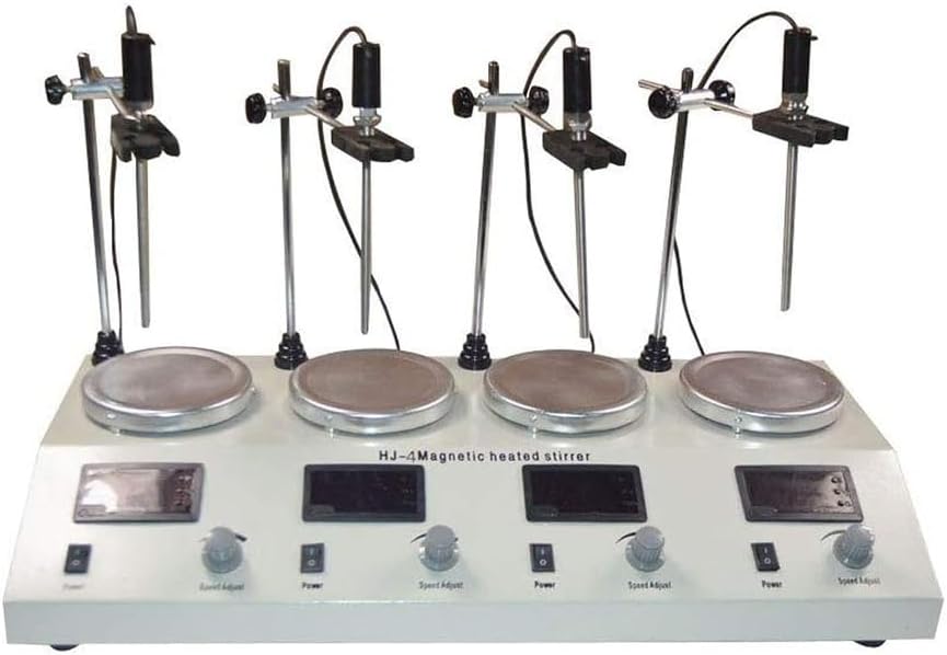 Magnetic Stirrer with Heating Plate, Four-Head Magnetic Stirrer, with Heating Plate and Digital Thermostat, 2200 RPM