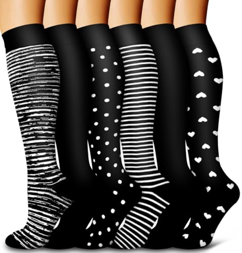 Image of Bluemaple 6 Pack Copper Compression Socks for Women and Men Circulation-Best Support for Medical, Running,Nursing,Athletic