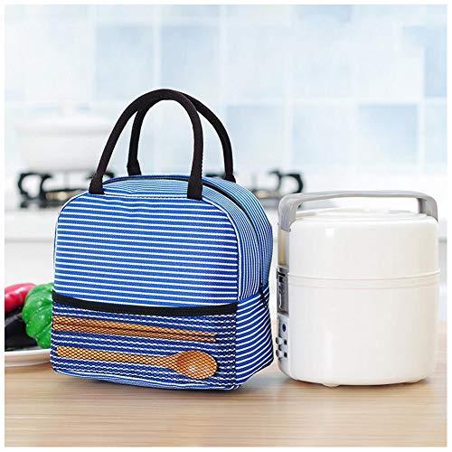 Ailler Portable Stripe Lunch Bag 83 x 47 x 8inch Thermal Canvas Food Container Tote Handbag Lunch Bags