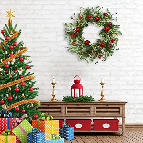 Wreathdream Artificial Christmas Wreath Winter Wreath With Holly Leaves,Red Bell For Front Door Indoor Outdoor Farmhouse Wall Holiday Decor #TOP3