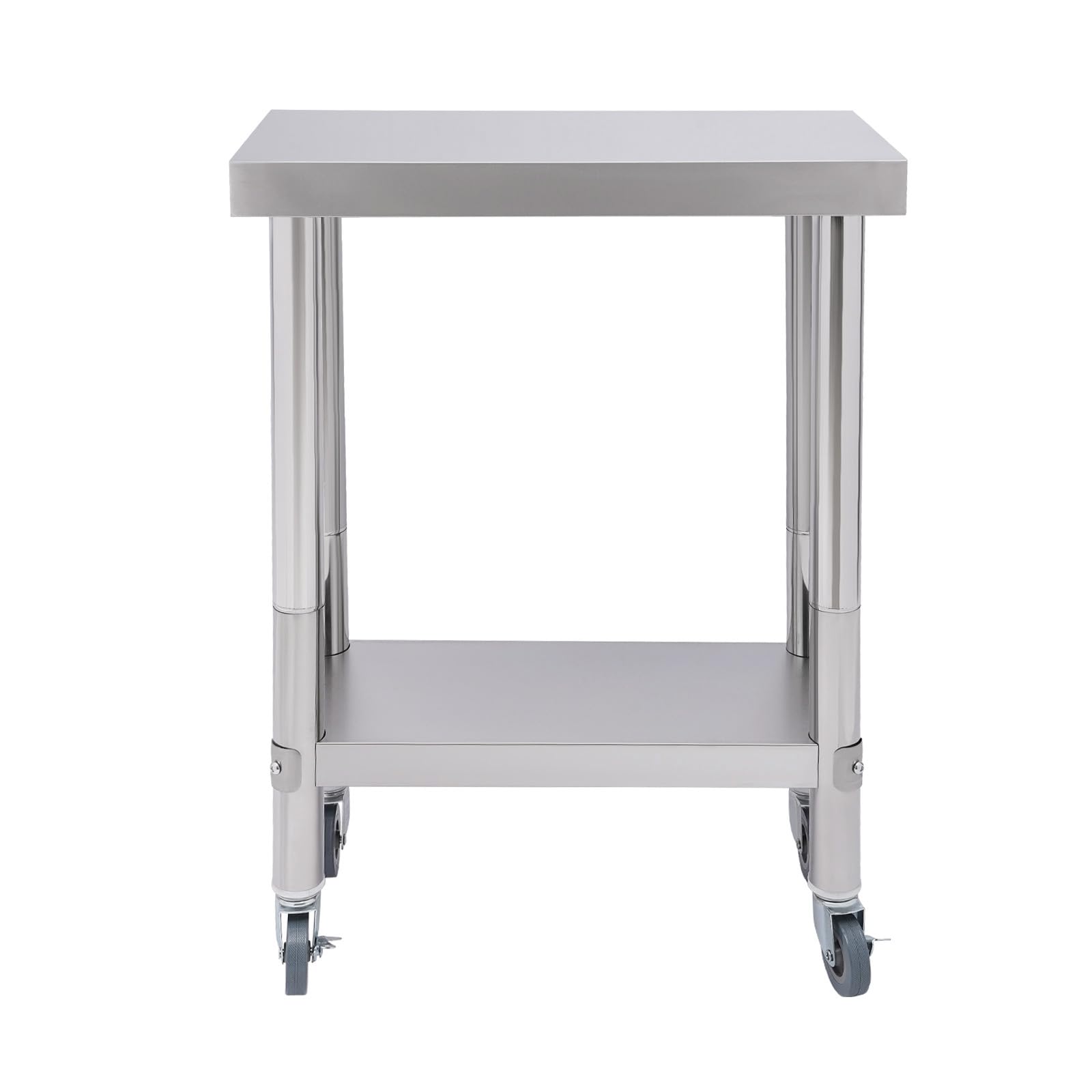 Edelstahl Arbeitstisch, 60x45x85CM 300KG Tragkraft Gastro Küchentisch Zubereitungstisch Küche Gastronomietisch Profi Gastro Tisch mit 4 Rollen Bremsen für Restaurant Küche Bar Hotel