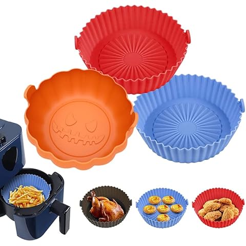 Air Fryer Silicone Pot - Air Fryer Liners Reusable - Air Fryer Silicone Basket Liners - No Need to Clean the Air Fryer (EXTRA LARGE-Top: 9.4 inches - Bottom: 8.6 inches, Red) Cover