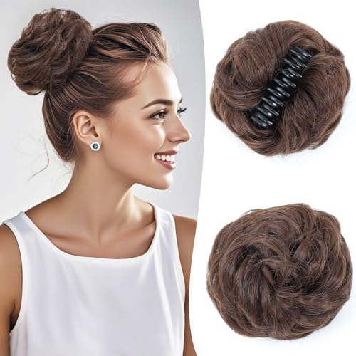Cesomeey Messy Bun Hair Piece, Wavy Claw Clip Messy Bun Hair Clip, Synthetic Fake Buns Hairs Extensions, Soft hairs buns Hairpieces for Women Daily Wear (M4/30#, 1 Count (Pack of 1))