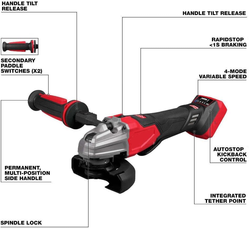 YIBEIW Angle Grinders fit Milwaukee 2986-20 M18 Fuel 18V 4-1/2