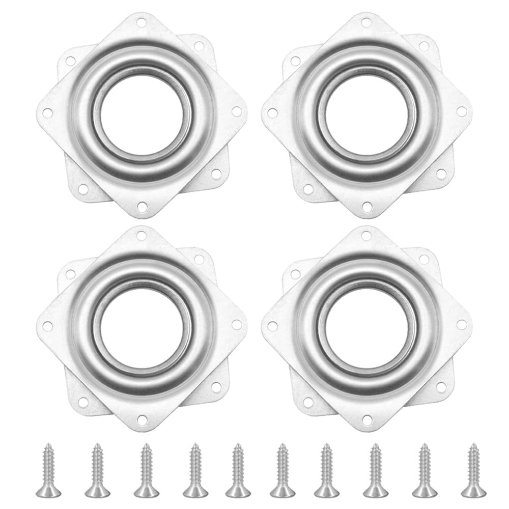 4 Pezzi Piatto Girevole 7,1x7,1cm Piastra Girevole Rotante Metallo Piastra Cuscinetti Girevole 360 Gradi Piastra Girevole Quadrata Girevole per TV Sgabelli Tavoli Librerie (7,1x7,1cm/360)