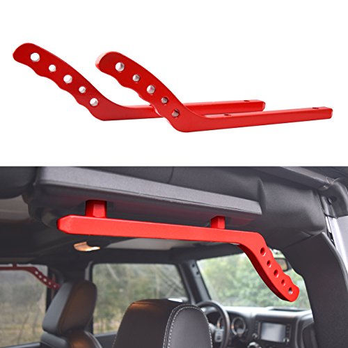 DIYTuning New Aluminum Grab Handles GraBars for Jeep Wrangler 2007-2017 2 4 Door (Rear Red)