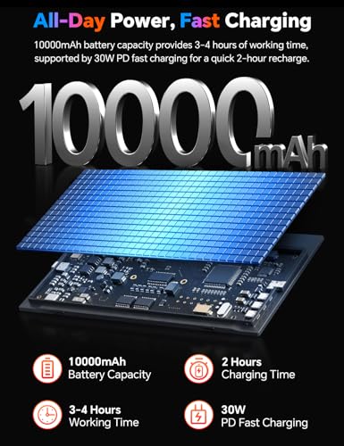 Image of HotYeah 18.5 inch 100Hz Wireless Portable Monitor w /Rechargeable 10000 mAh Battery, Support AirPlay Miracast, 1080P IPS Monitor USB-C HDMI External Display, 2nd Screen for Laptop MacBook PC Phone Tablet