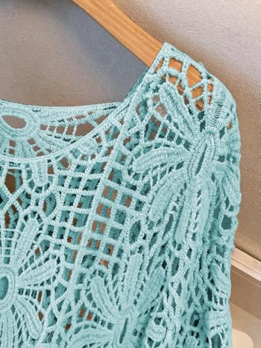 Image of MakeMeChic Women's Plus Size Crochet Boho Tops Summer Vacation Beach Cover Ups Sweater