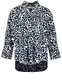 Nachhaltiges Material Gerry Weber Damen Gemusterte 3/4 Arm Bluse mit offenem Stehkragen 3/4 Arm, geknöpfte Armschlitze, Manschetten Bluse 3/4 Arm 3/4 Arm Bluse Gemustert Blau Druck 46