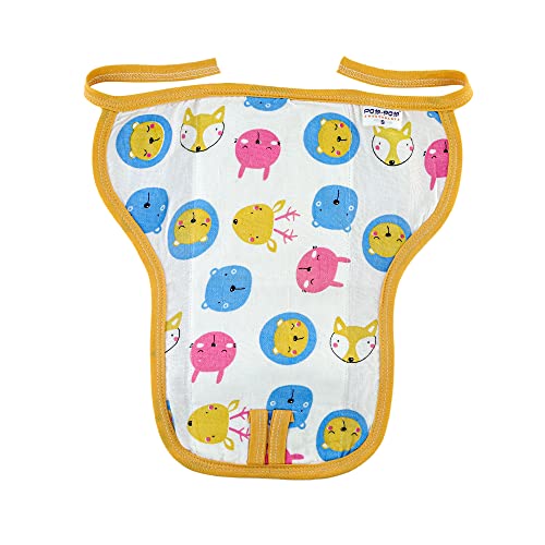 Image of Washable Reusable Cotton Muslin U Shape Lace Nappy,Langot For New Born Baby - Pack of 5(Animal Face Print 9-12 Months)