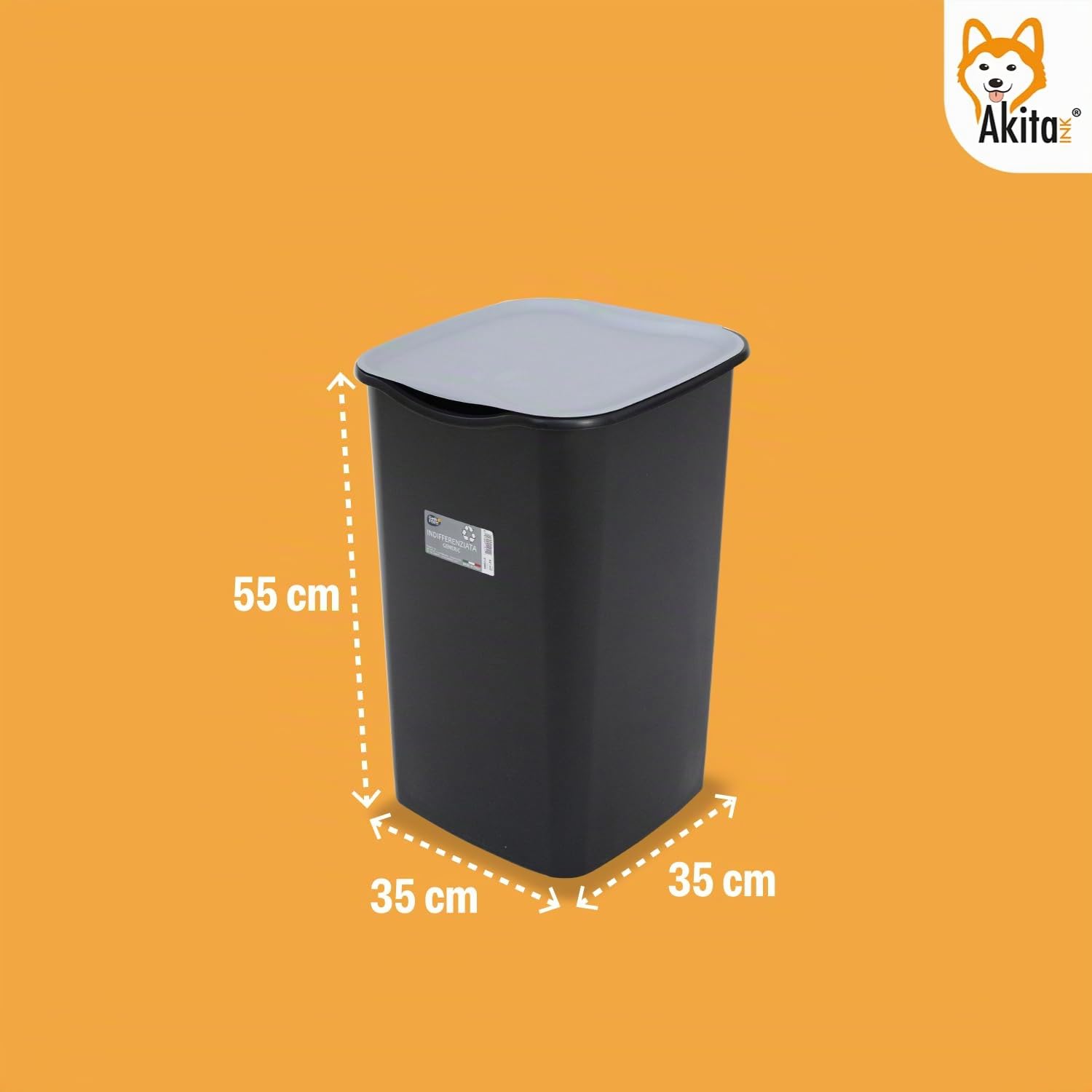 AKITAInk - Pattumiere Differenziate Set 4 Secchi bidoni da 50 litri AKIJAZZ4 – Separazione Facile e Ordinata per i Tuoi Rifiuti, Made in Italy