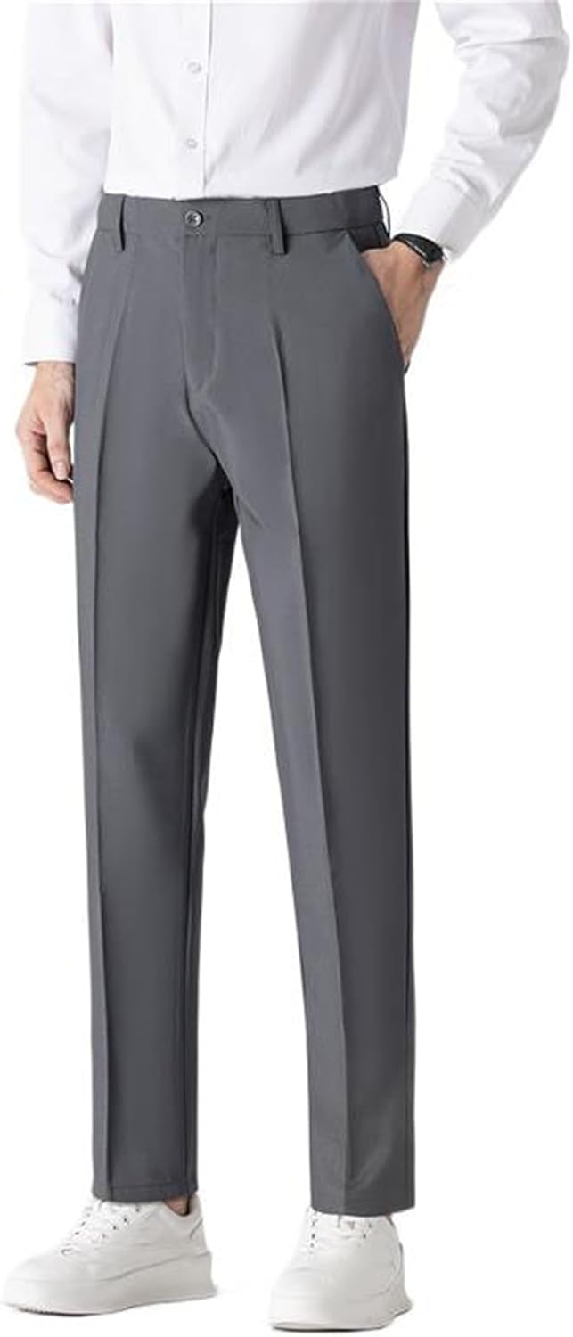 Men's Ankle Length Long Pants, Slim Fit Suit Trousers for Men
