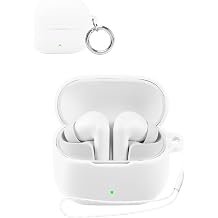 for Baseus Bass BP1 NC Earbuds Case Protective, Soft Silicone Shock-Absorbing Design, Includes Keychain and Lanyard, Does Not Affect Charging, White
