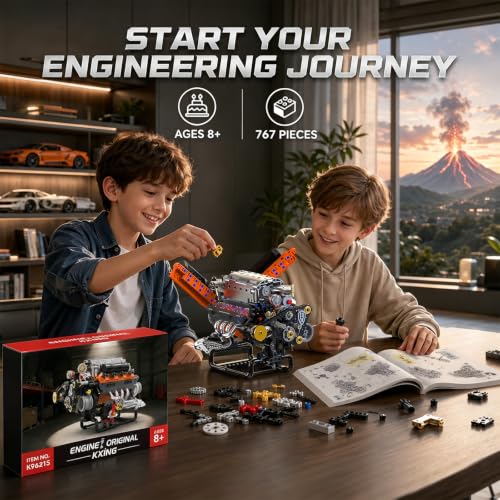 Image of V8 Engine Model Kit, 767 PCS Mini Car Engine Building Sets