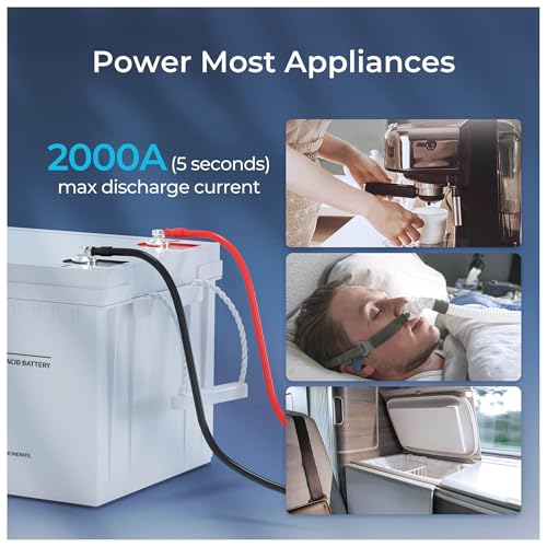 Renogy Deep Cycle AGM Battery 12 Volt 200Ah, 3% Self-Discharge Rate, 2000A Max Discharge Current, Safe Charge Most Home Appliances for RV, Camping, Cabin, Marine and Off-Grid System, Maintenance-Free