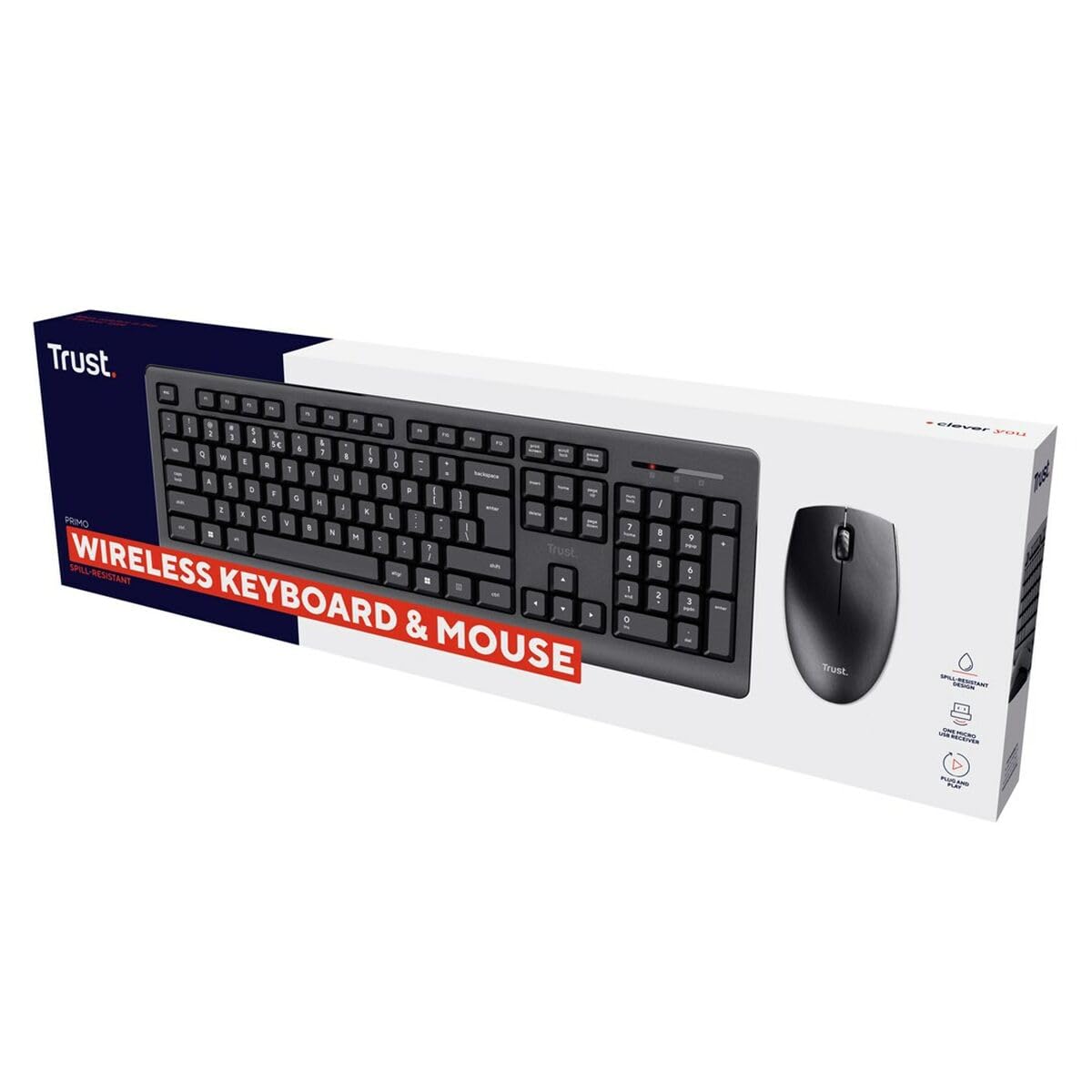 Trust Tastiera e mouse wireless Primo nero monocromatico inglese USA QWERTY US