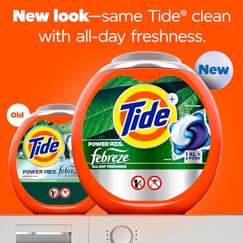 Image of Tide Power Pods with Febreze Laundry Detergent Pacs, 63 Count, Botanical Rain Scent, All-Day Freshness