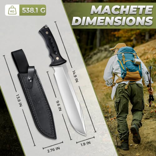 Purple Dragon Großes Outdoor Messer mit Scheide - Full Tang - Schwarz – Ansicht 2