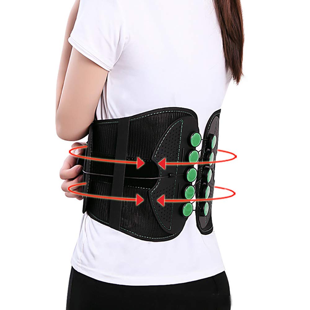 Faja Lumbar Fitness - Soporte Lumbar con Correas de tracción de compresión Fuerte de Doble Banda - para el Alivio del Dolor Lumbar - Tracción de polea,S