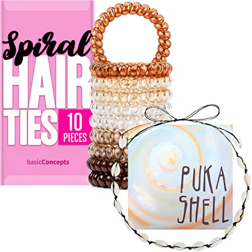 Spiral Hair Ties (10 Pieces), Coil Hair Ties for Thick Hair, Ponytail Holder Hair Ties for Women (Assorted Colors), No Crease Hair Ties, Phone Cord Hair Ties for all Hair Types with Plastic Spiral