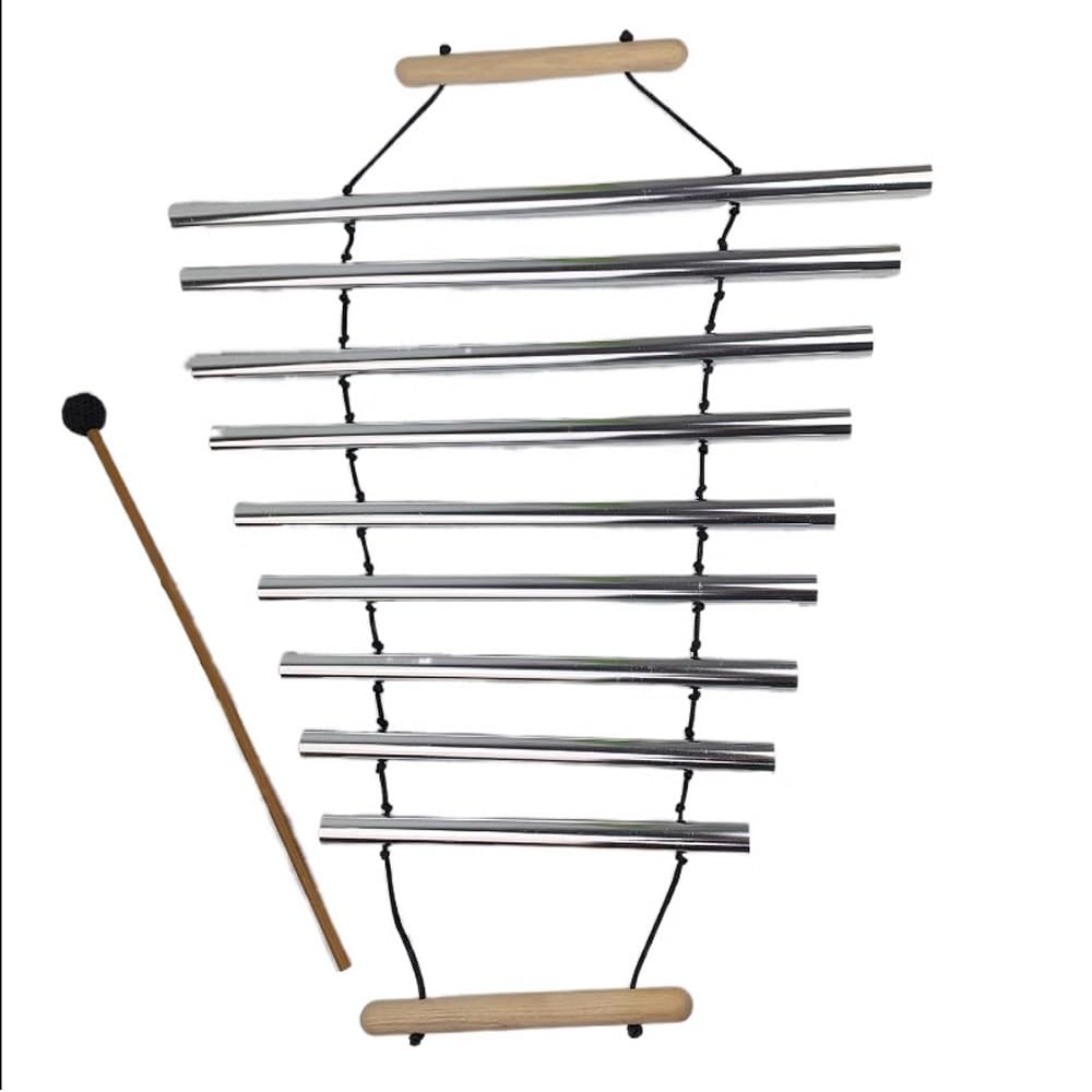 Ręcznie korbowana belka, indyjski instrument ludowy, poprzeczka z litego drewna, rura aluminiowa, ręczny 9-tonowy pręt belkowy, przyrząd do terapii dźwiękiem do jogi, lecznicze dzwonki wietrzne, w zes