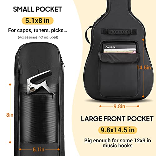 Cahaya 41 Inch Acoustic Guitar Bag 0.35 Inch Thick Padding Water Resistent Dual Adjustable Shoulder Strap Guitar Case Gig Bag With Back Hanger Loop, Black Cy0152 #TOP5