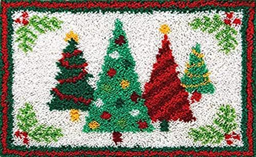 YAKOLECI Latch Hook Craft Kits for Adults, Color Printed Rug Handmade Arts Carpet for Festival Gift Home Decoration 19.6''x14.1'' (Christmas Tree)